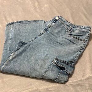 Terra & Sky Light Blue Wide Leg Cargo Jeans